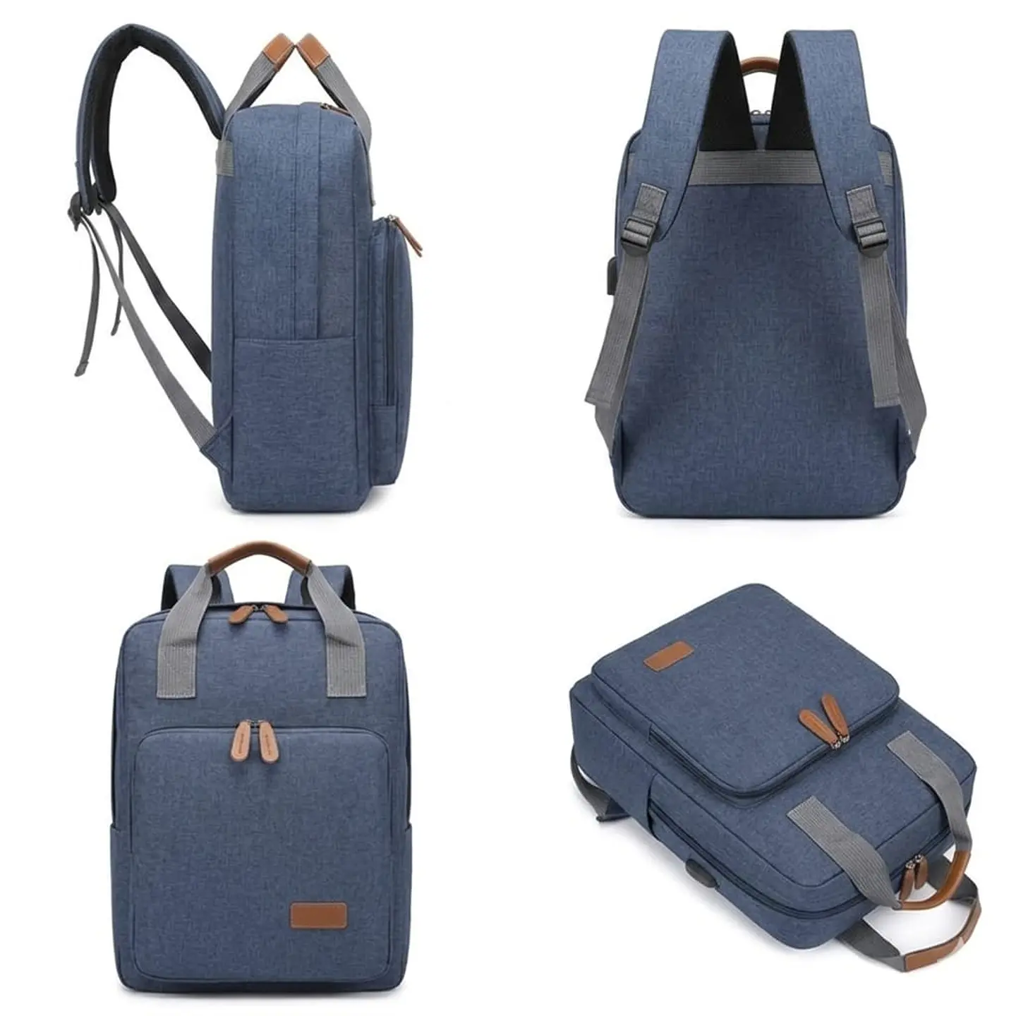 Set Mochila 3 en 1 Ejecutiva Azul | Bolso Cruzado y Estuche de Mano 2
