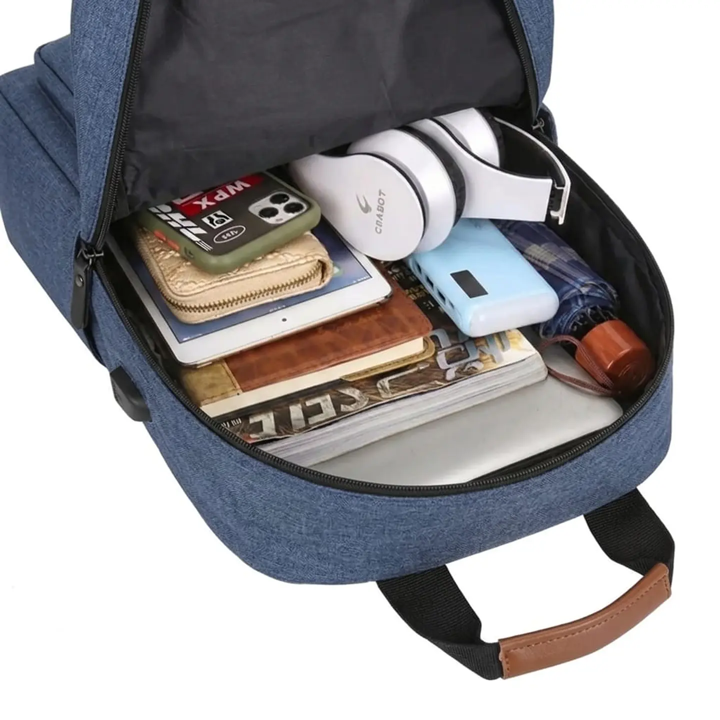 Set Mochila 3 en 1 Ejecutiva Azul | Bolso Cruzado y Estuche de Mano 3