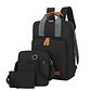 Set Mochila 3 en 1 Ejecutiva Negra | Bolso Cruzado y Estuche de Mano - Miniatura 1