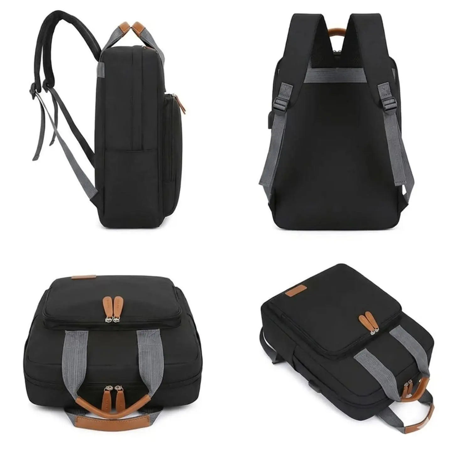 Set Mochila 3 en 1 Ejecutiva Negra | Bolso Cruzado y Estuche de Mano 2
