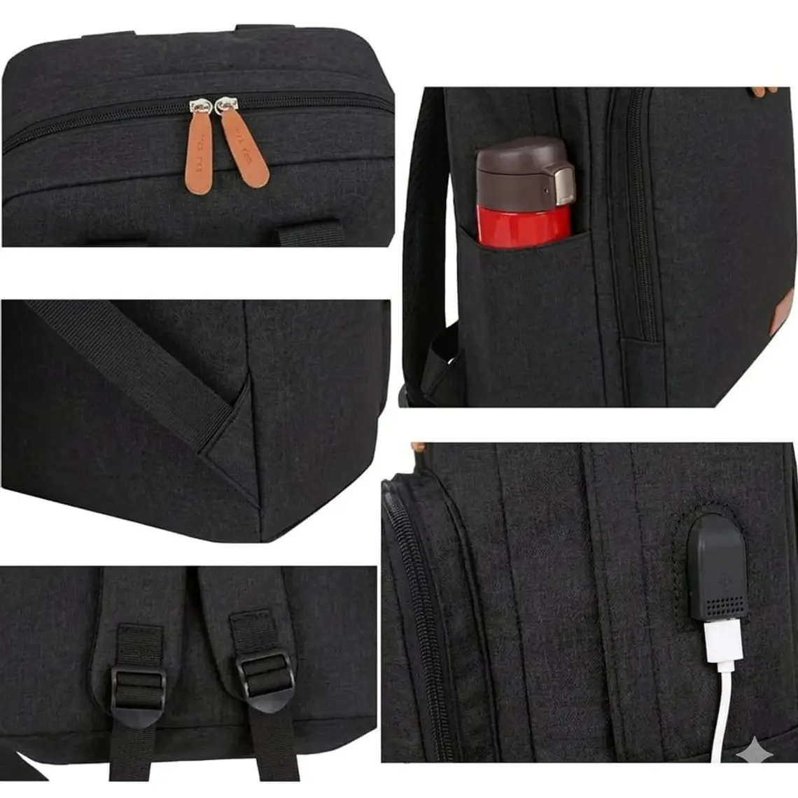 Set Mochila 3 en 1 Ejecutiva Negra | Bolso Cruzado y Estuche de Mano 4