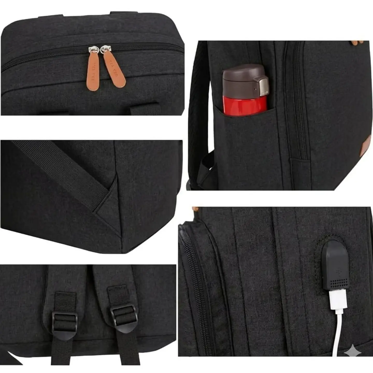 Set Mochila 3 en 1 Ejecutiva Negra | Bolso Cruzado y Estuche de Mano 4