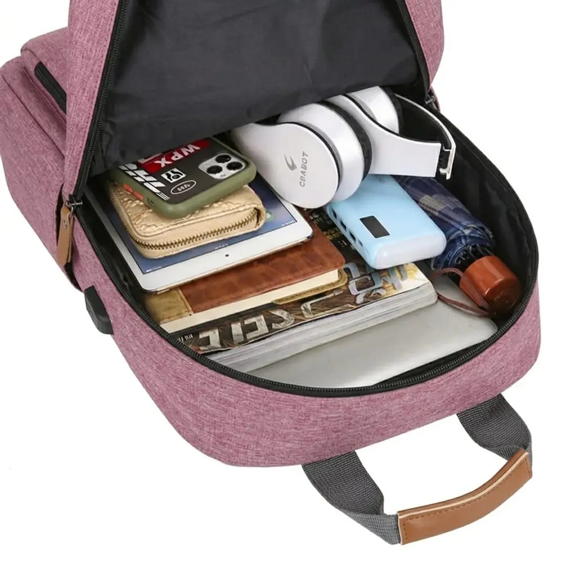 Set Mochila 3 en 1 Ejecutiva Rosa | Bolso Cruzado y Estuche de Mano 3