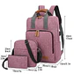 Set Mochila 3 en 1 Ejecutiva Rosa | Bolso Cruzado y Estuche de Mano - Miniatura 5