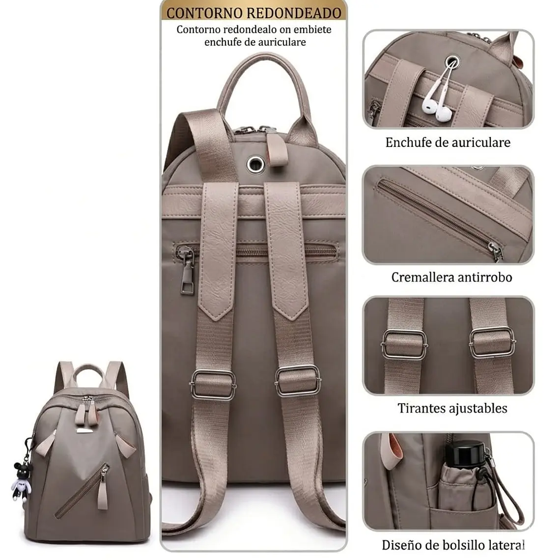 Mochila Urbana Casual Gris Para Mujer 3