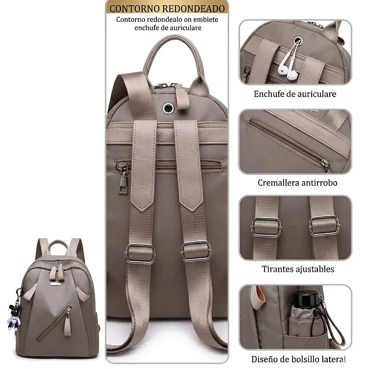 Mochila Urbana Casual Gris Para Mujer 3