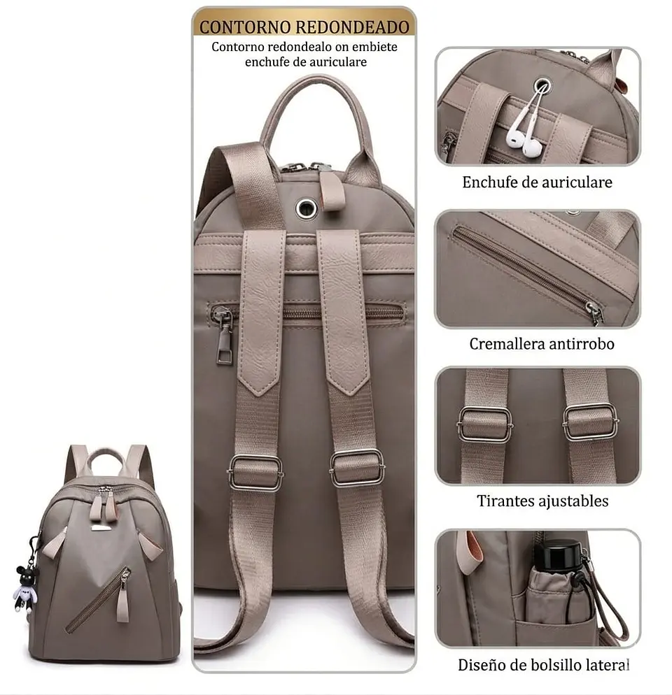 Mochila Urbana Casual Gris Para Mujer 3