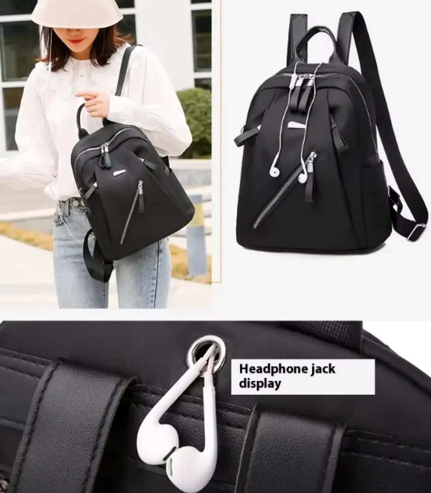 Mochila Urbana Casual Negra Para Mujer 4