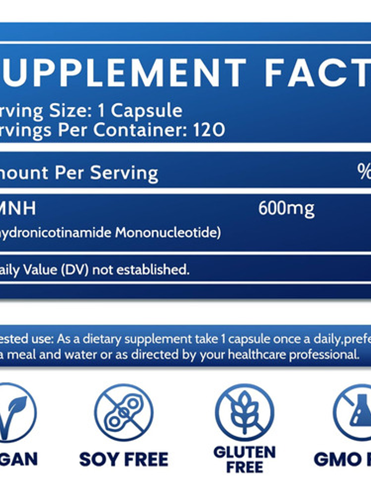 Suplemento Nmnh Mononucleótido De Dihidronicotinamida 600mg 7