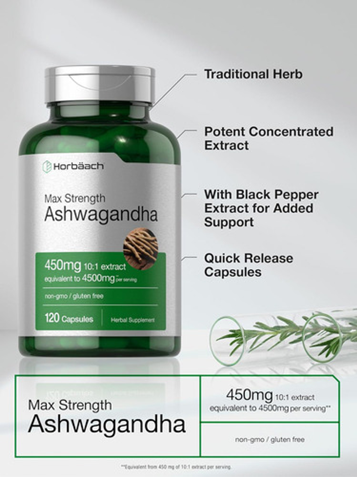 Max Strength Ashwagandha | 4500 Mg En 3 Caps | 150 Mg De Extracto 10:1 (equiv A 1500 Mg) X Cápsula | 120 Caps 3