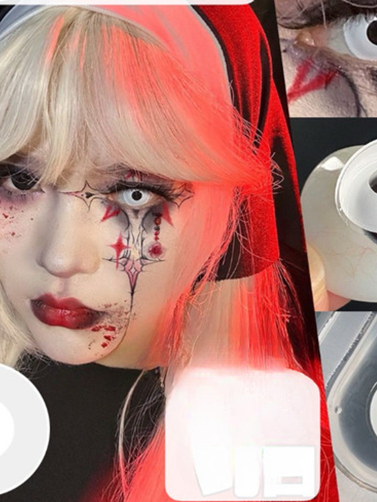 Lentes De Contacto Halloween, Cosplay Anime- Blanco 2