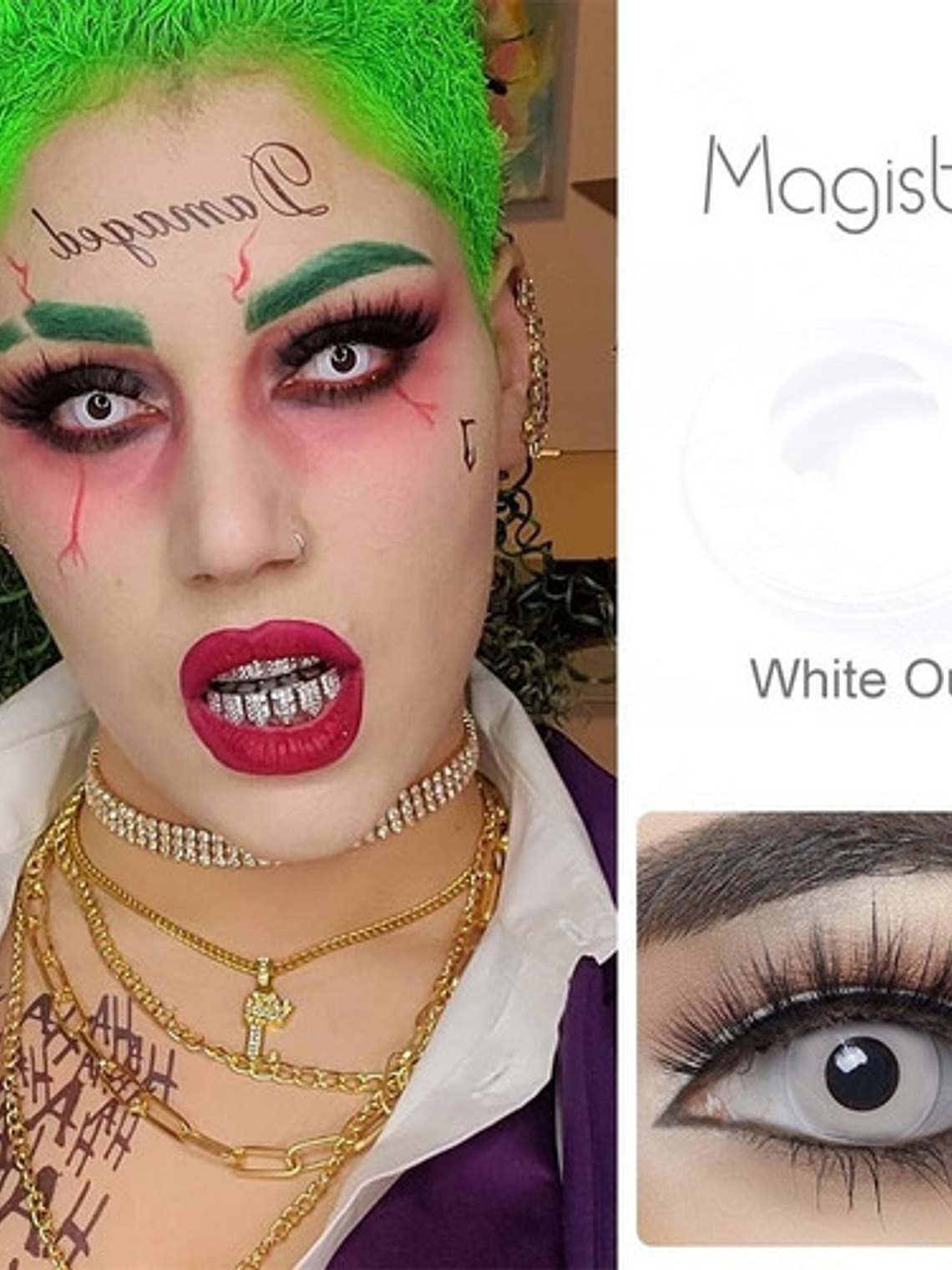 Lentes De Contacto Halloween, Cosplay Anime- Blanco 4