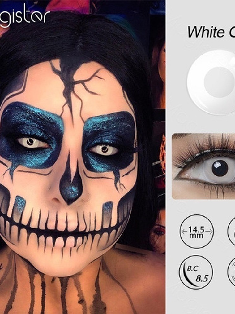 Lentes De Contacto Halloween, Cosplay Anime- Blanco 5