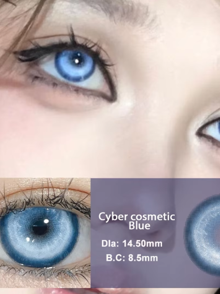Lentes De Contacto Halloween, Cosplay Anime Cyber azul 3