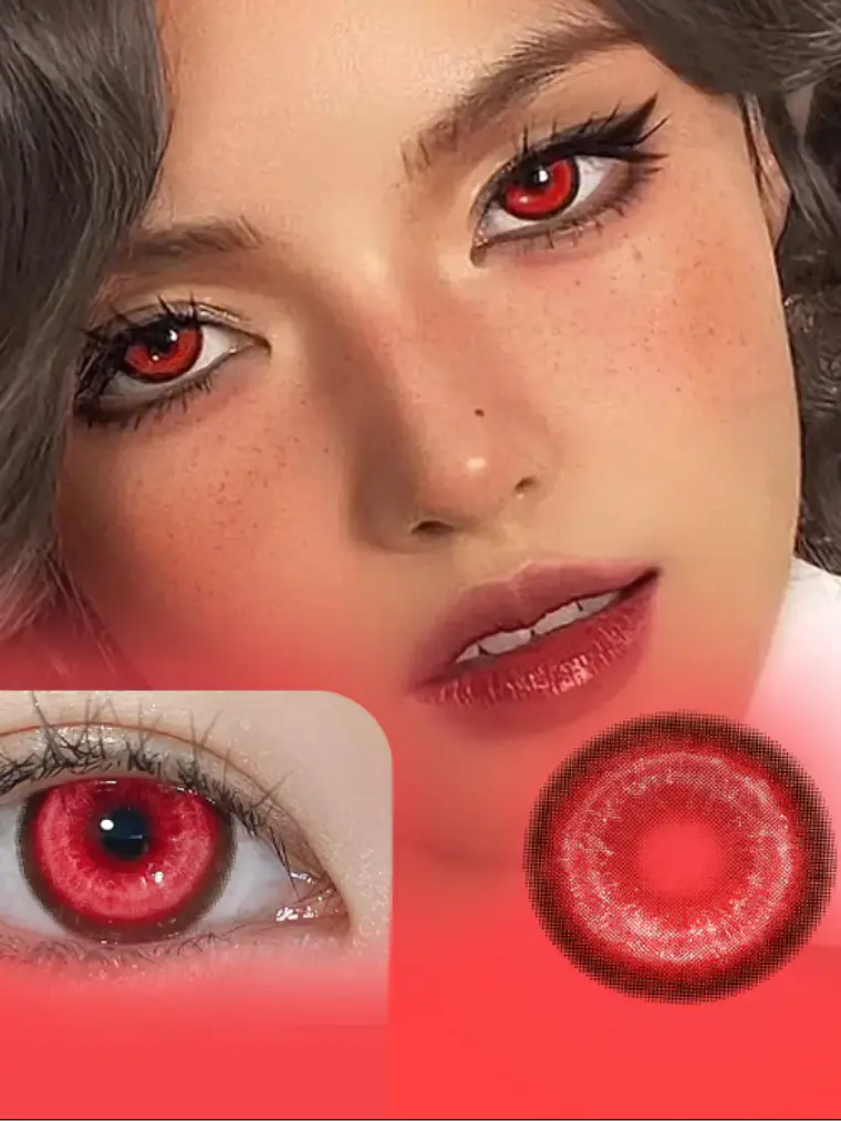 Lentes De Contacto Halloween, Cosplay Anime cyber ROJO RED 2