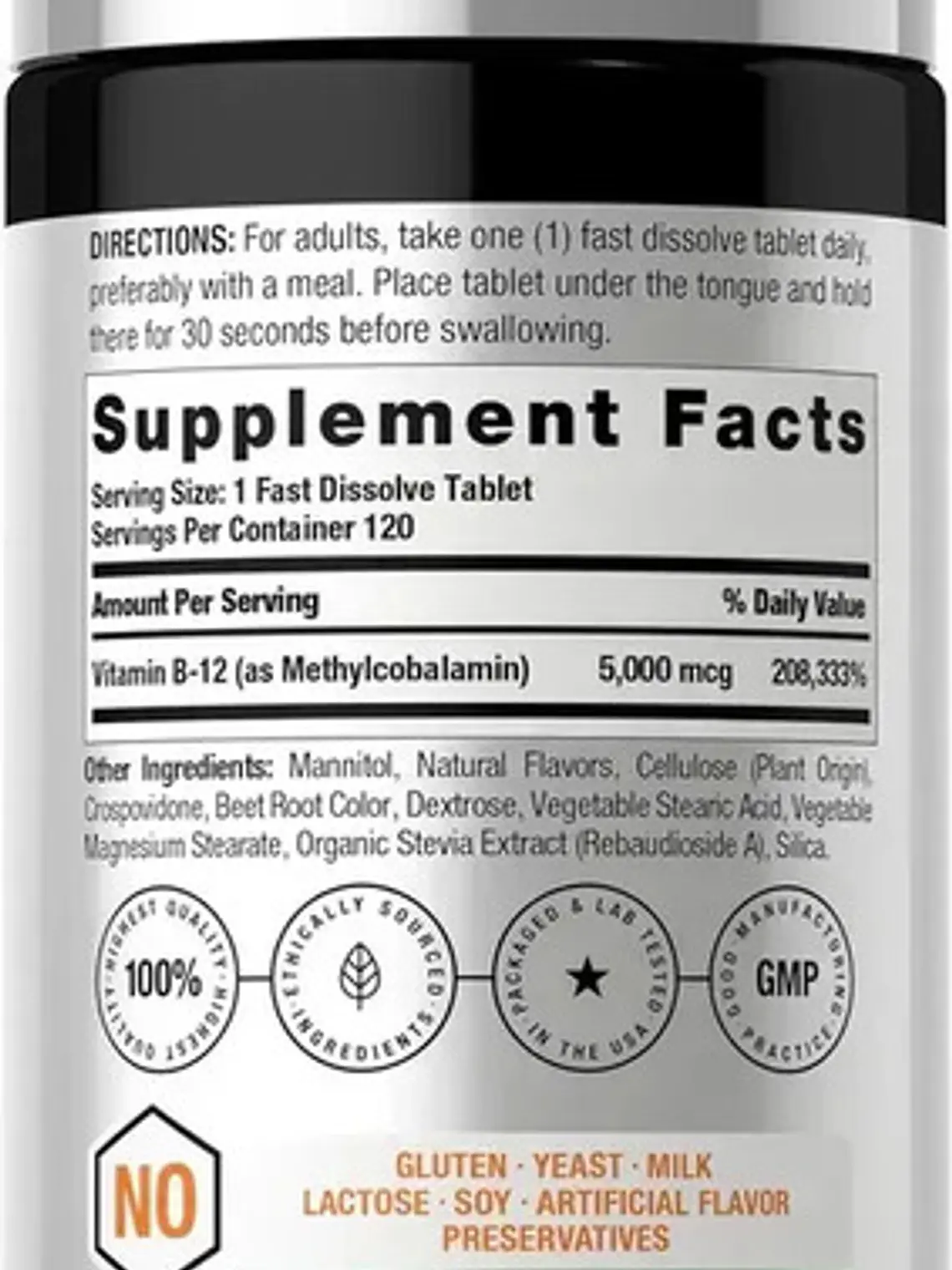 Horbaach | Vitamin B-12 5000mcg | Vitamina B12 Sublingual Metilcobalamina | 120 Tabletas Frutos Rojos 2