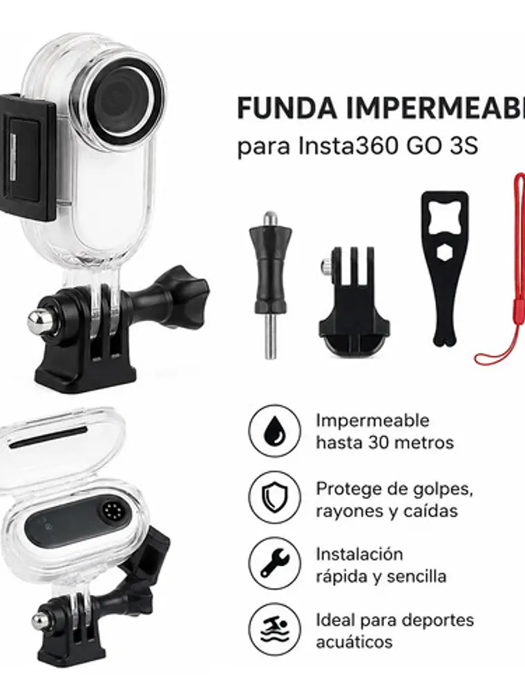 Carcasa Sumergible 30m Insta360 Go 2 Adaptador 2