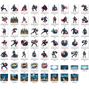 Kit Digital Capitão América aquarela