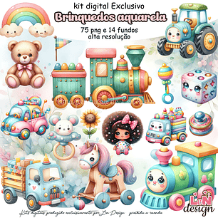 Kit Digital Brinquedos aquarela