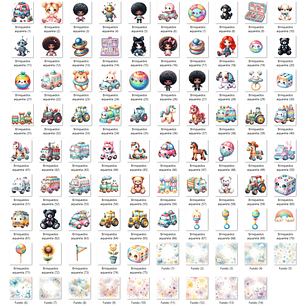 Kit Digital Brinquedos aquarela