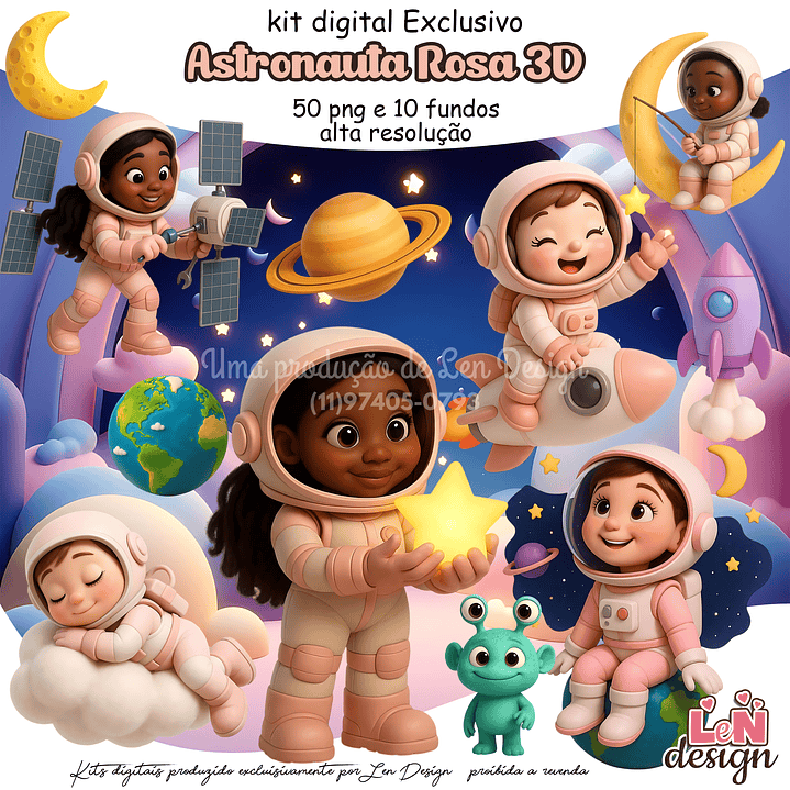 Kit Digital Astronauta Rosa 1