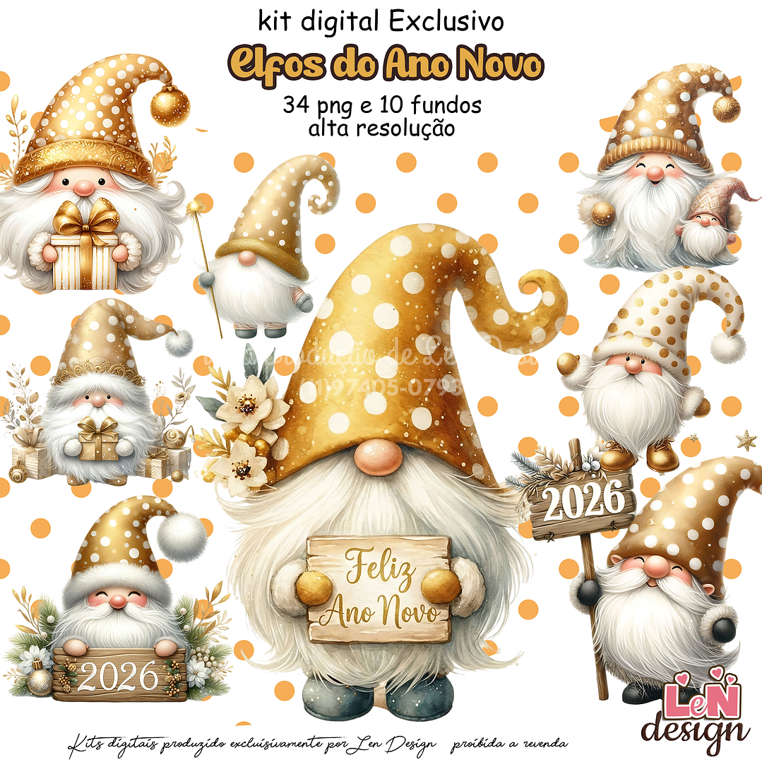 Kit Digital Elfos do Ano Novo 1