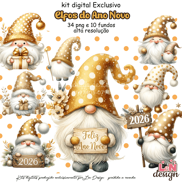 Kit Digital Elfos do Ano Novo 1