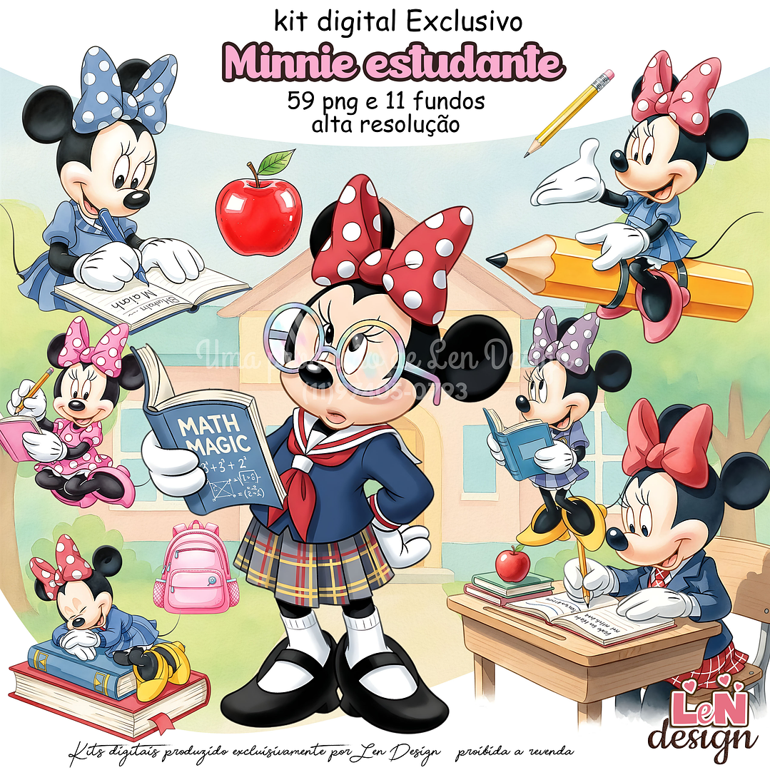 Kit Digital Minnie Estudante 1