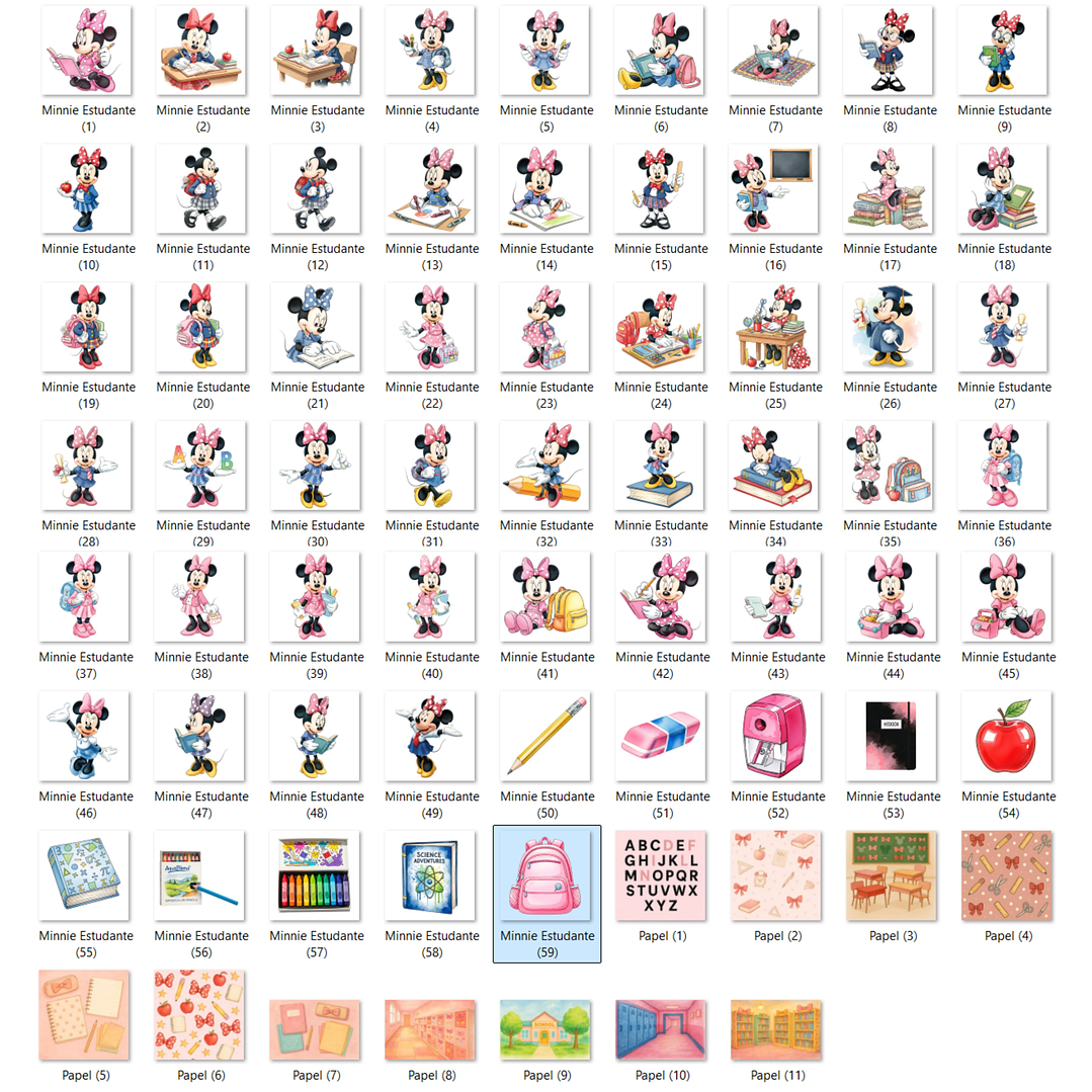 Kit Digital Minnie Estudante 2