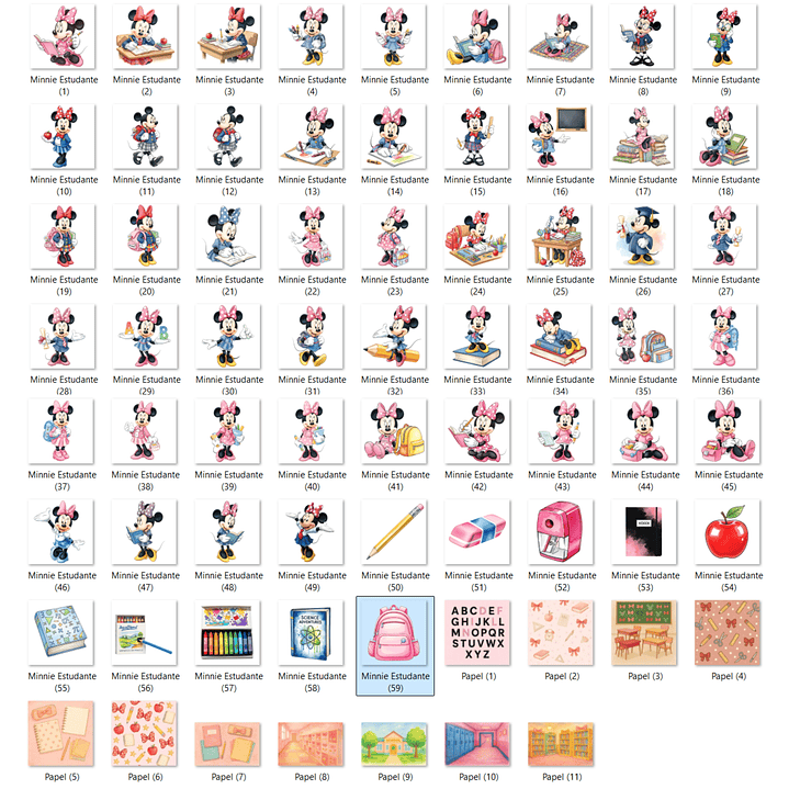 Kit Digital Minnie Estudante 2