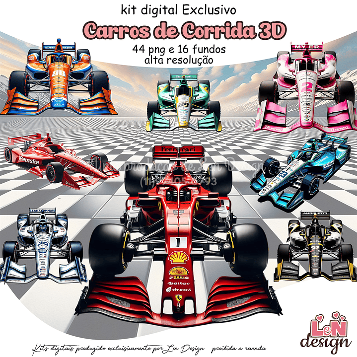 Kit Digital Carros de corrida 1