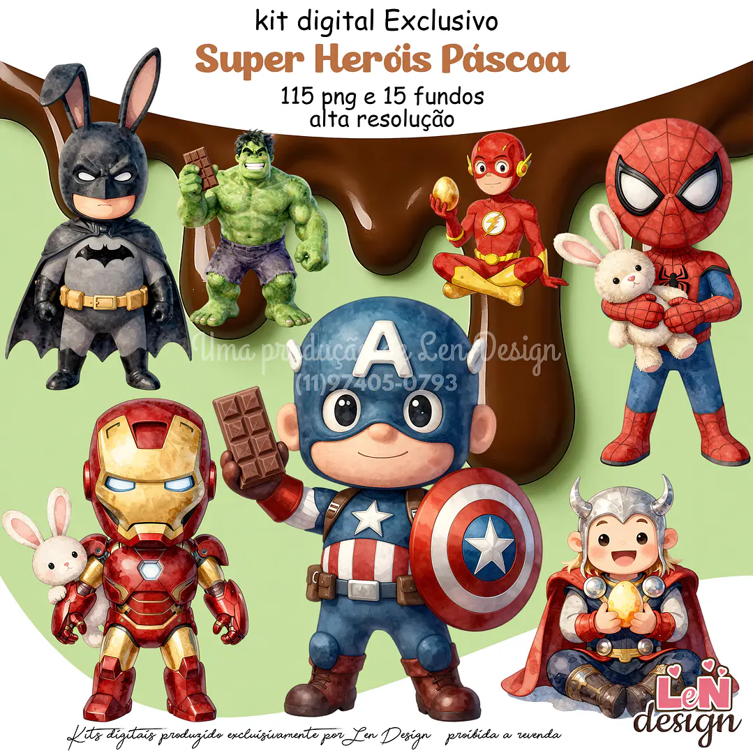 Kit Digital Super Heróis Páscoa 1