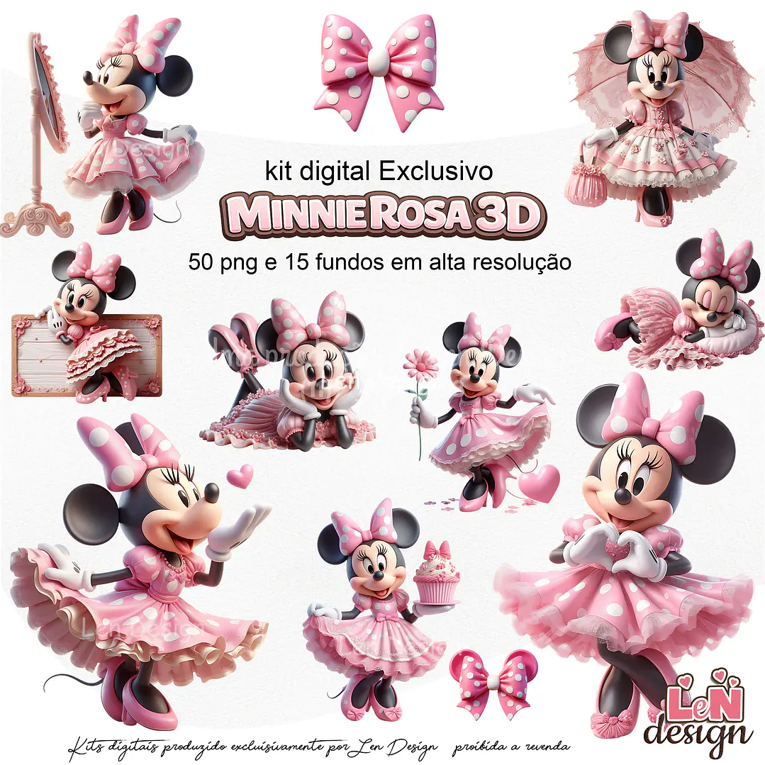 Kit Digital Minnie Rosa 1
