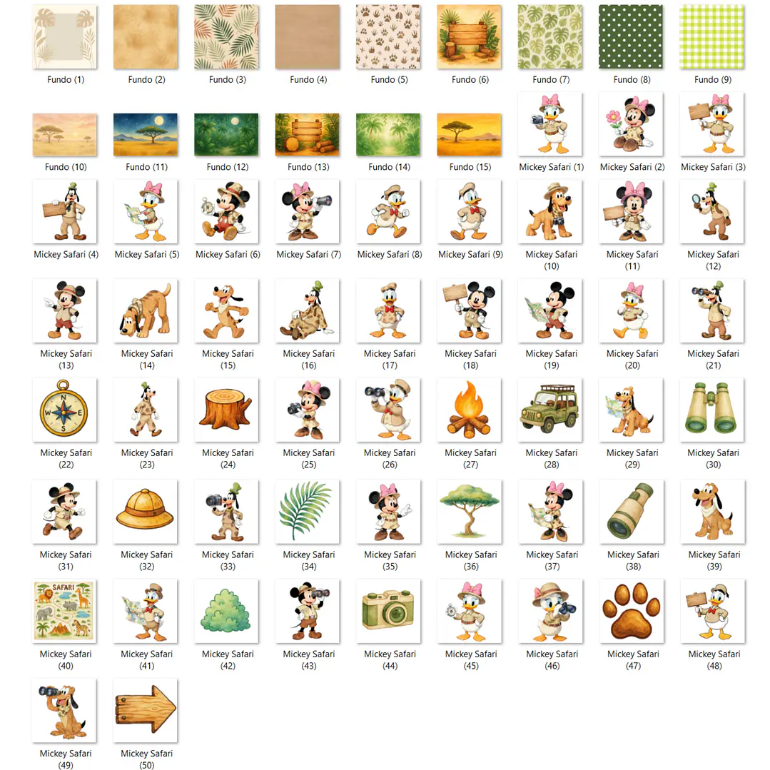 Kit Digital Mickey Safari aquarela 2