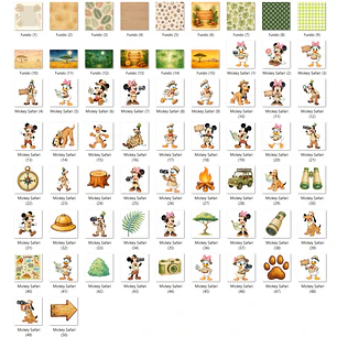 Kit Digital Mickey Safari aquarela