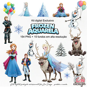 Kit Digital Frozen aquarela