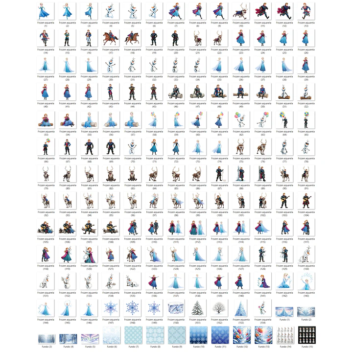 Kit Digital Frozen aquarela 2