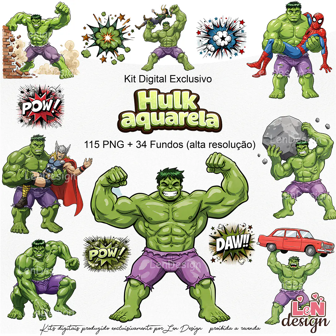 Kit Digital Hulk aquarela 1