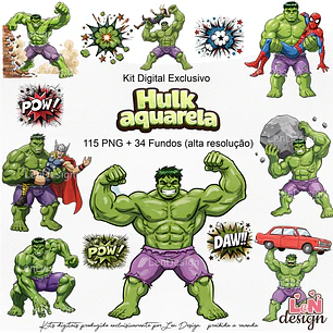 Kit Digital Hulk aquarela