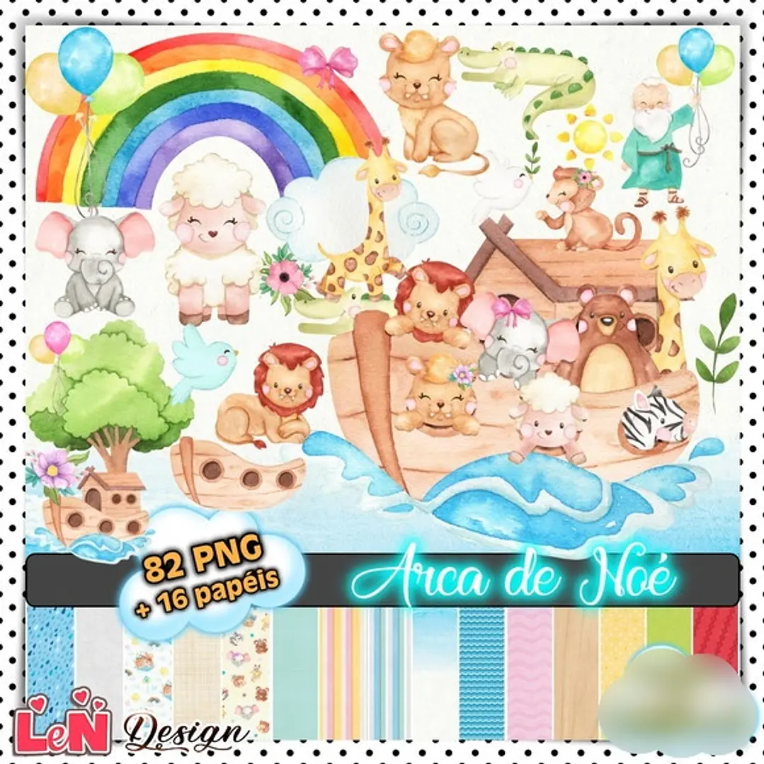 Kit Digital Arca de Noé Aquarela 1