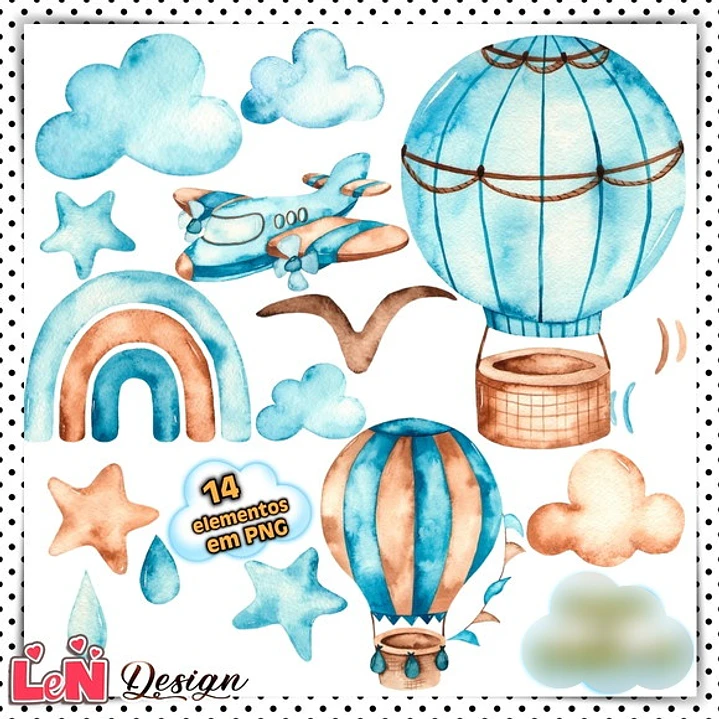 Kit Digital Aviador aquarela 1