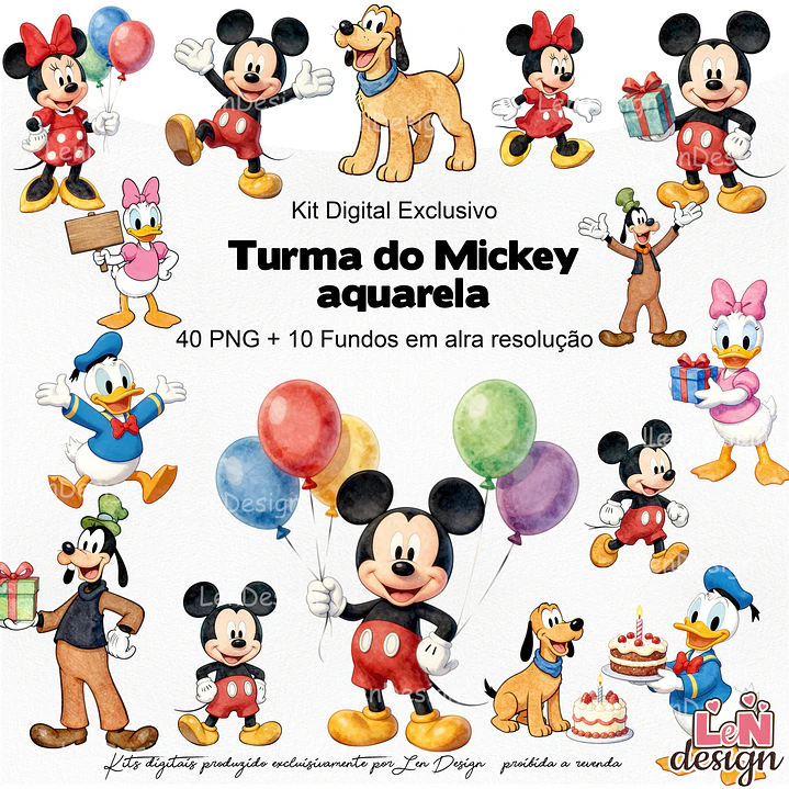 Kit Digital Turma do Mickey aquarela 1