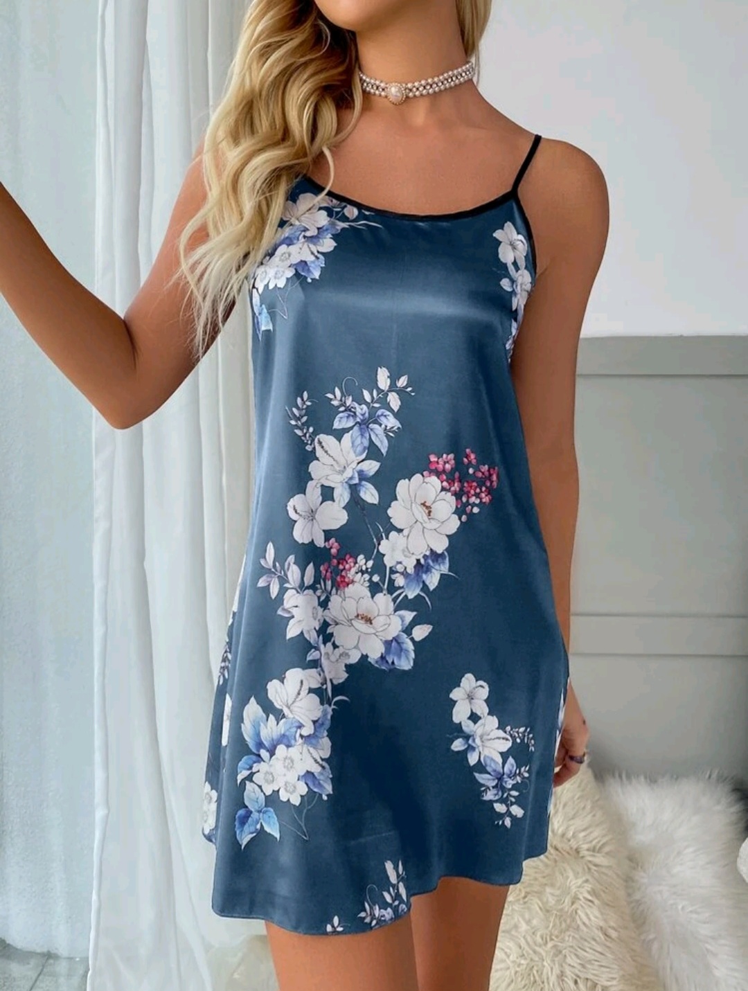 Camisón floral azul marino 4