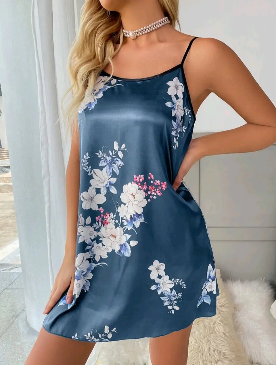 Camisón floral azul marino 5