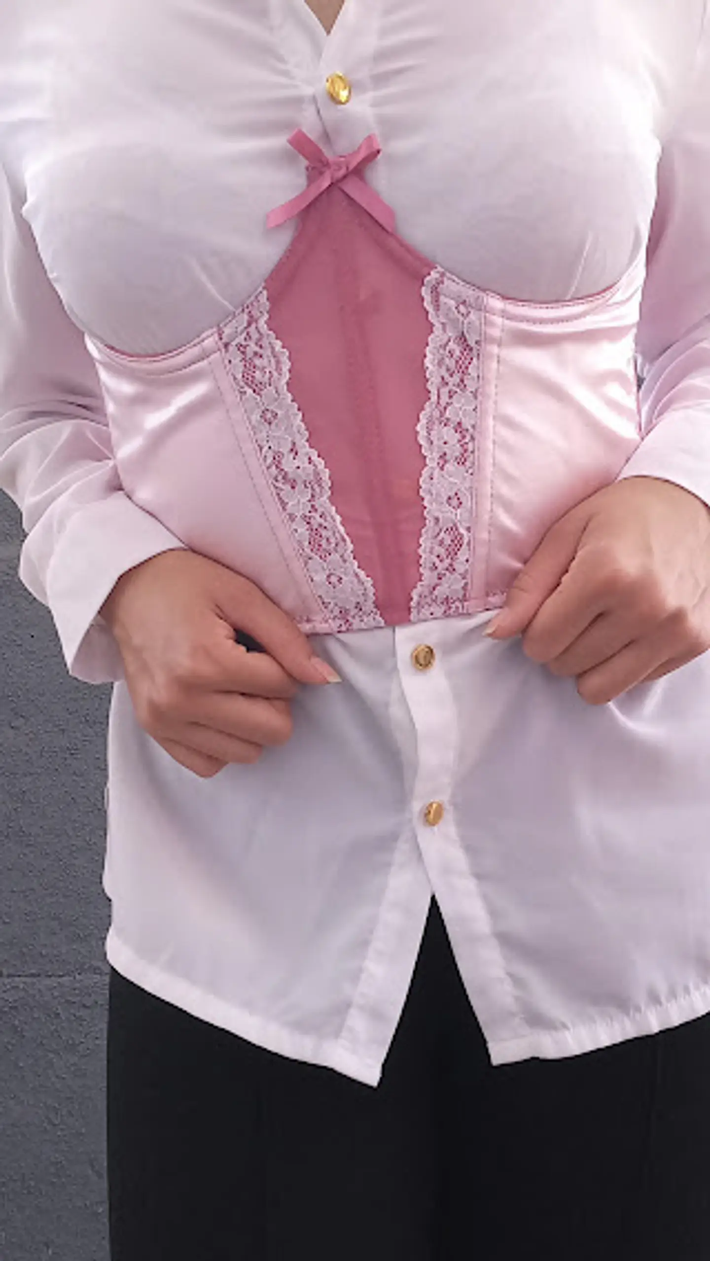 Underbust Rosa con Satín y Encaje 1