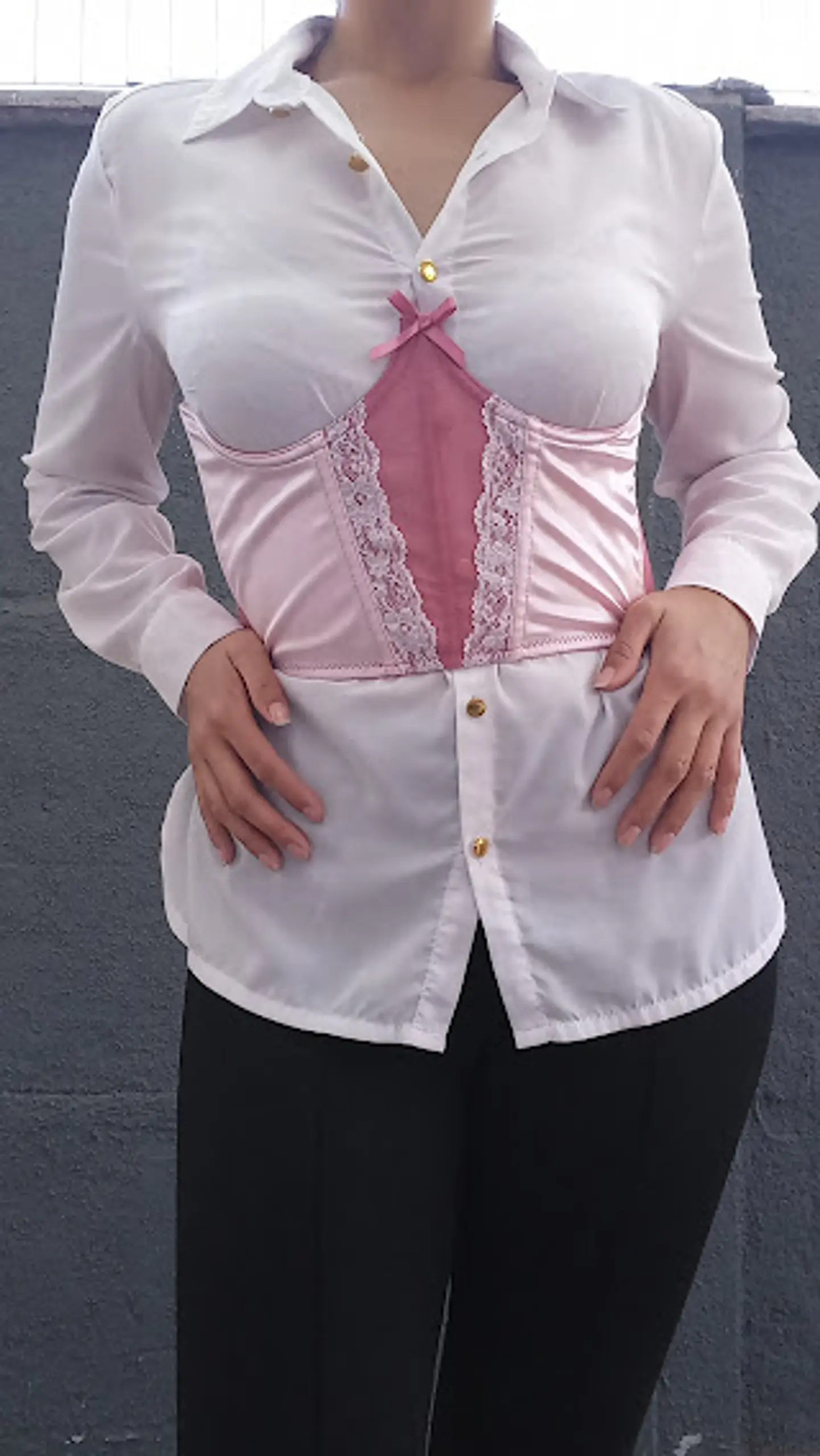 Underbust Rosa con Satín y Encaje 3