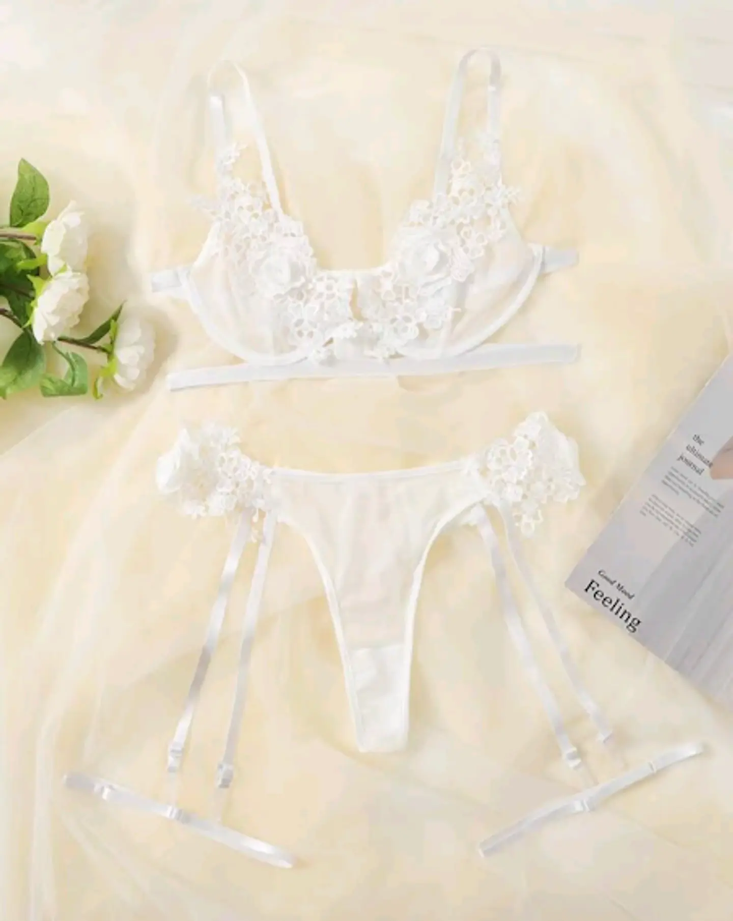 Conjunto Flores Bordadas 1