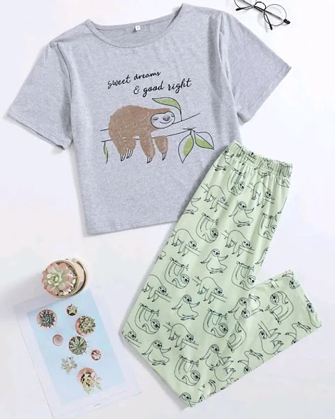 Pijama Estampado de Perezoso