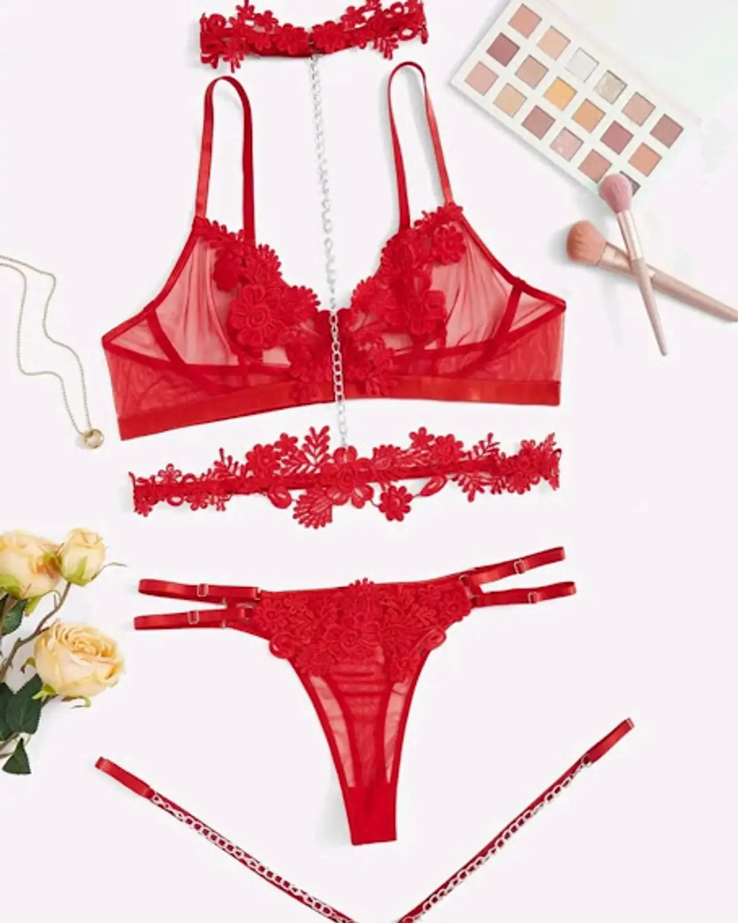 Conjunto Flores Bordadas 1
