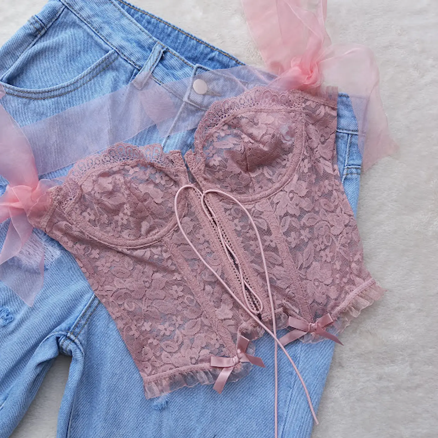Bustier Encaje Rosa 1